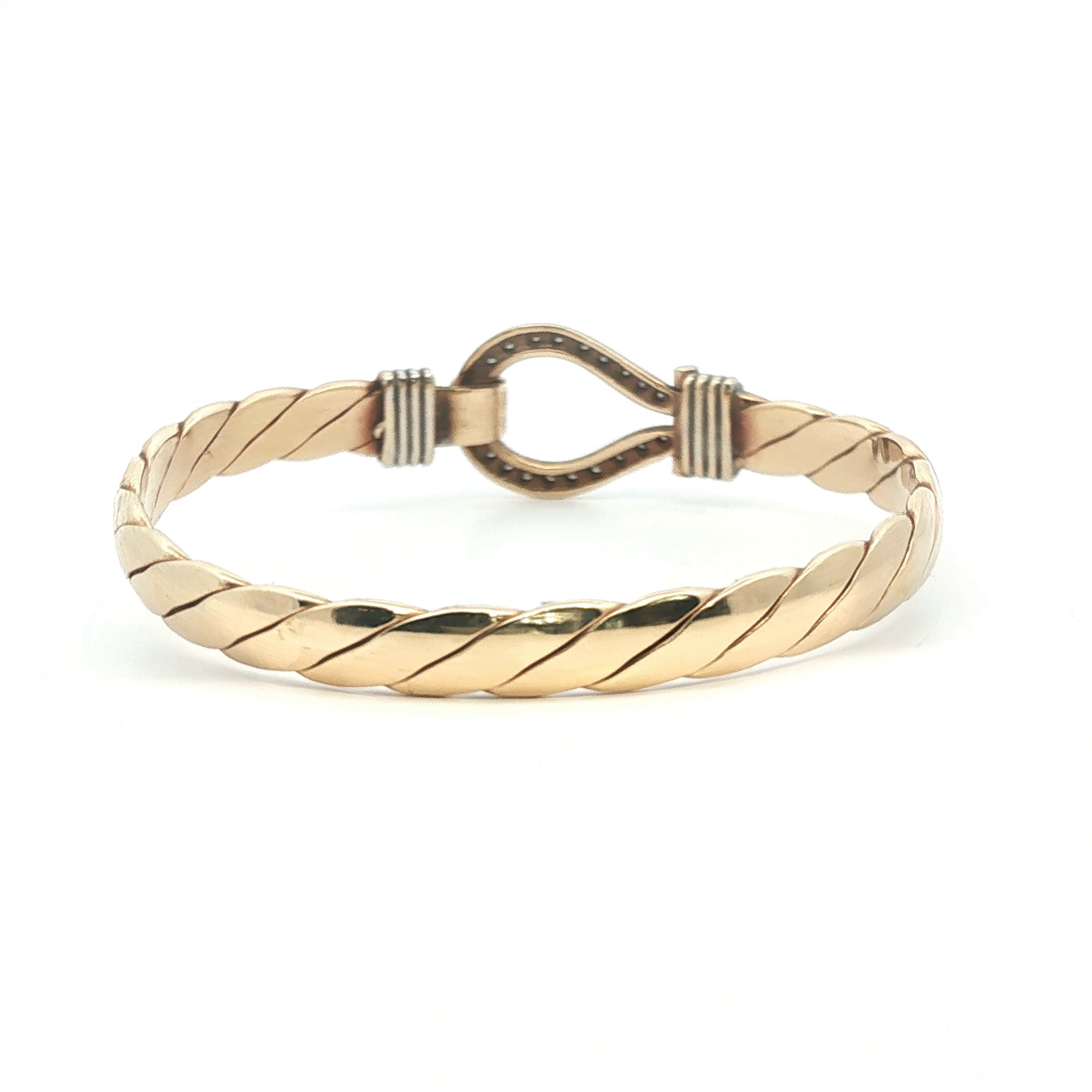 7.5" - Pre Owned - 9ct - Stone Set Hook Bangle - ( 37.21g ) - Goldbank Jewellers