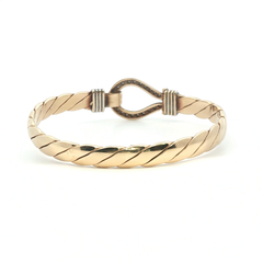 7.5" - Pre Owned - 9ct - Stone Set Hook Bangle - ( 37.21g ) - Goldbank Jewellers