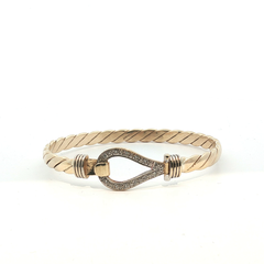 6" - Pre Owned - 9ct - Stone Set Hook Bangle - ( 14.73g ) - Goldbank Jewellers