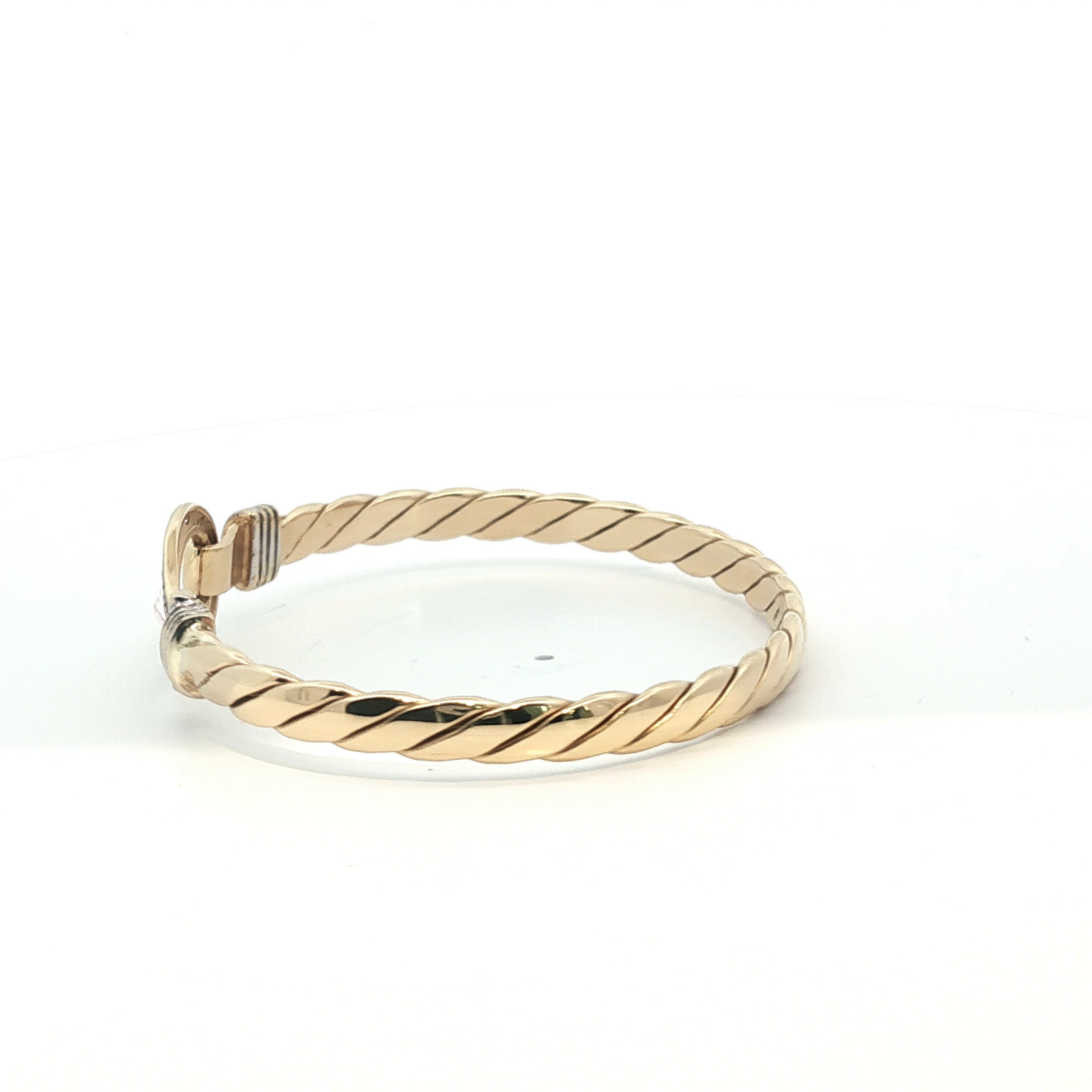 6" - Pre Owned - 9ct - Stone Set Hook Bangle - ( 14.73g ) - Goldbank Jewellers