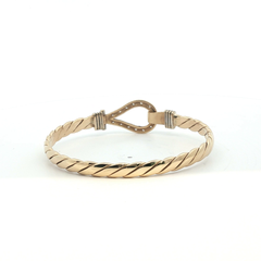 6" - Pre Owned - 9ct - Stone Set Hook Bangle - ( 14.73g ) - Goldbank Jewellers