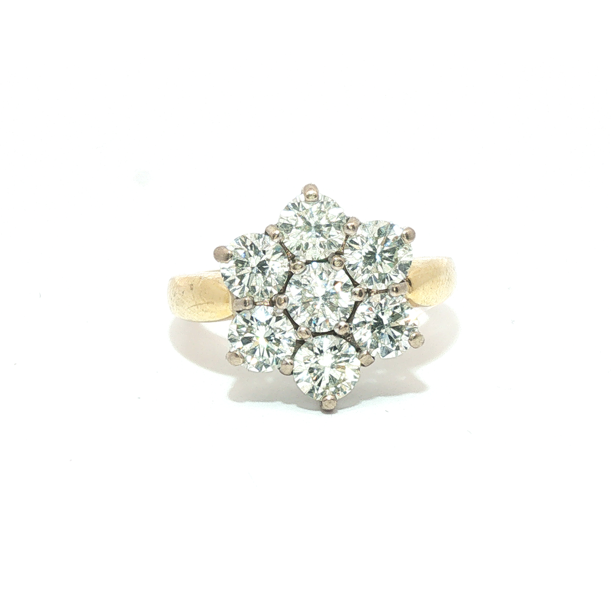 2.00ct Diamond Daisy Cluster Ring – 18ct Yellow Gold – G Colour VS2 - Goldbank Jewellers