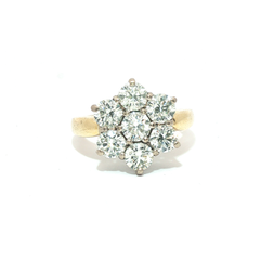 2.00ct Diamond Daisy Cluster Ring – 18ct Yellow Gold – G Colour VS2 - Goldbank Jewellers