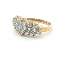 1.00ct Diamond Cluster Ring – Tapered Baguette & Round Brilliant – 18ct Yellow Gold – G-H SI1