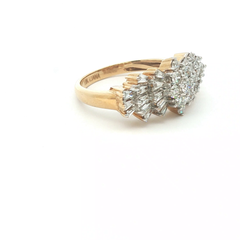 1.00ct Diamond Cluster Ring – Tapered Baguette & Round Brilliant – 18ct Yellow Gold – G-H SI1