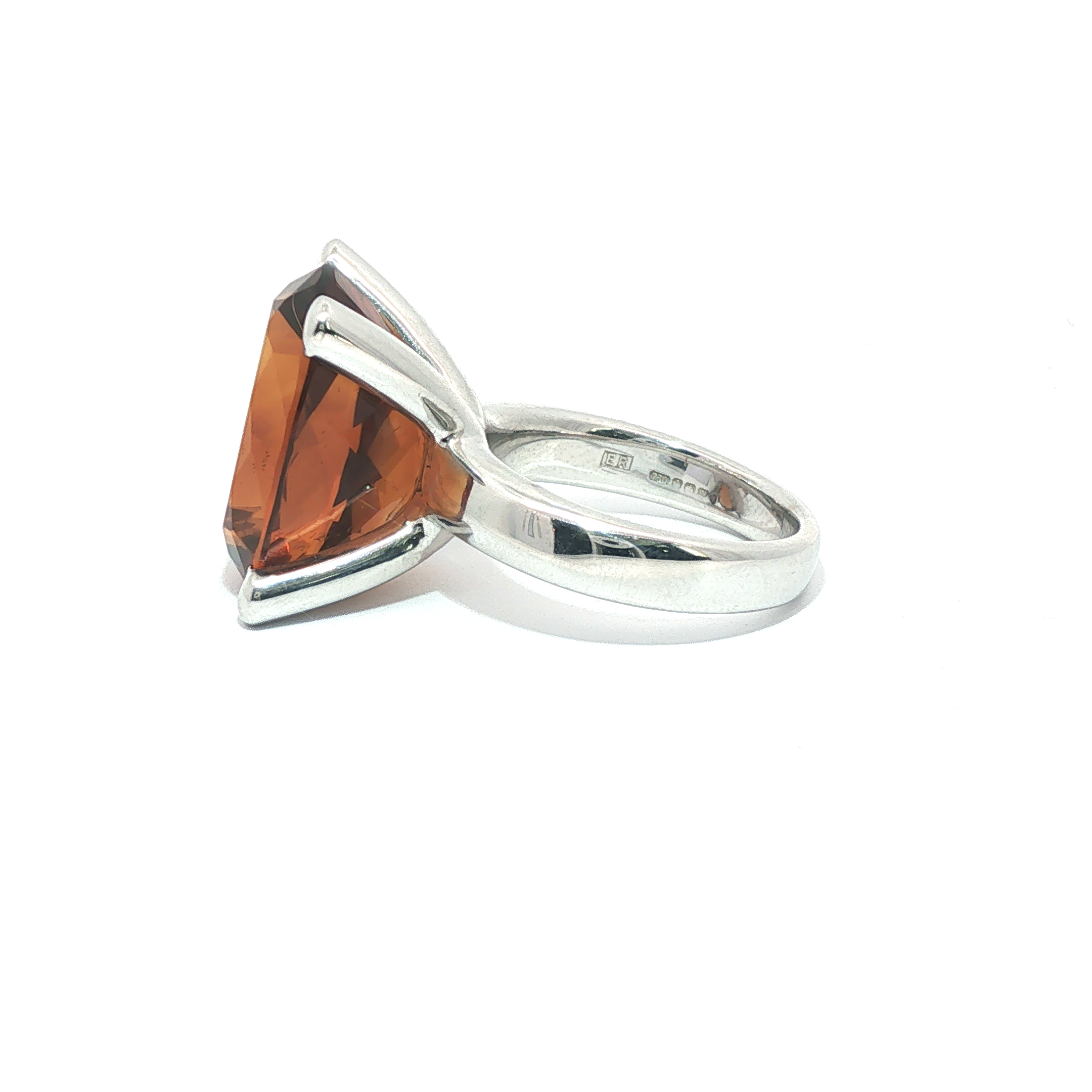 6ct Oval Citrine Ring – 18ct White Gold – VS Clarity – Statement Gemstone Ring - Goldbank Jewellers