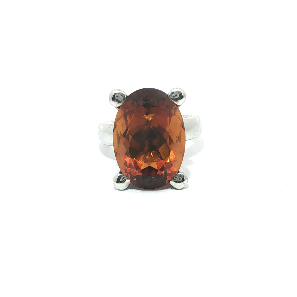 6ct Oval Citrine Ring – 18ct White Gold – VS Clarity – Statement Gemstone Ring - Goldbank Jewellers