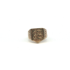 Size O.5 - Pre Owned - 9ct - Three Lions Shield Signet Ring - ( 6.67g ) - Goldbank Jewellers