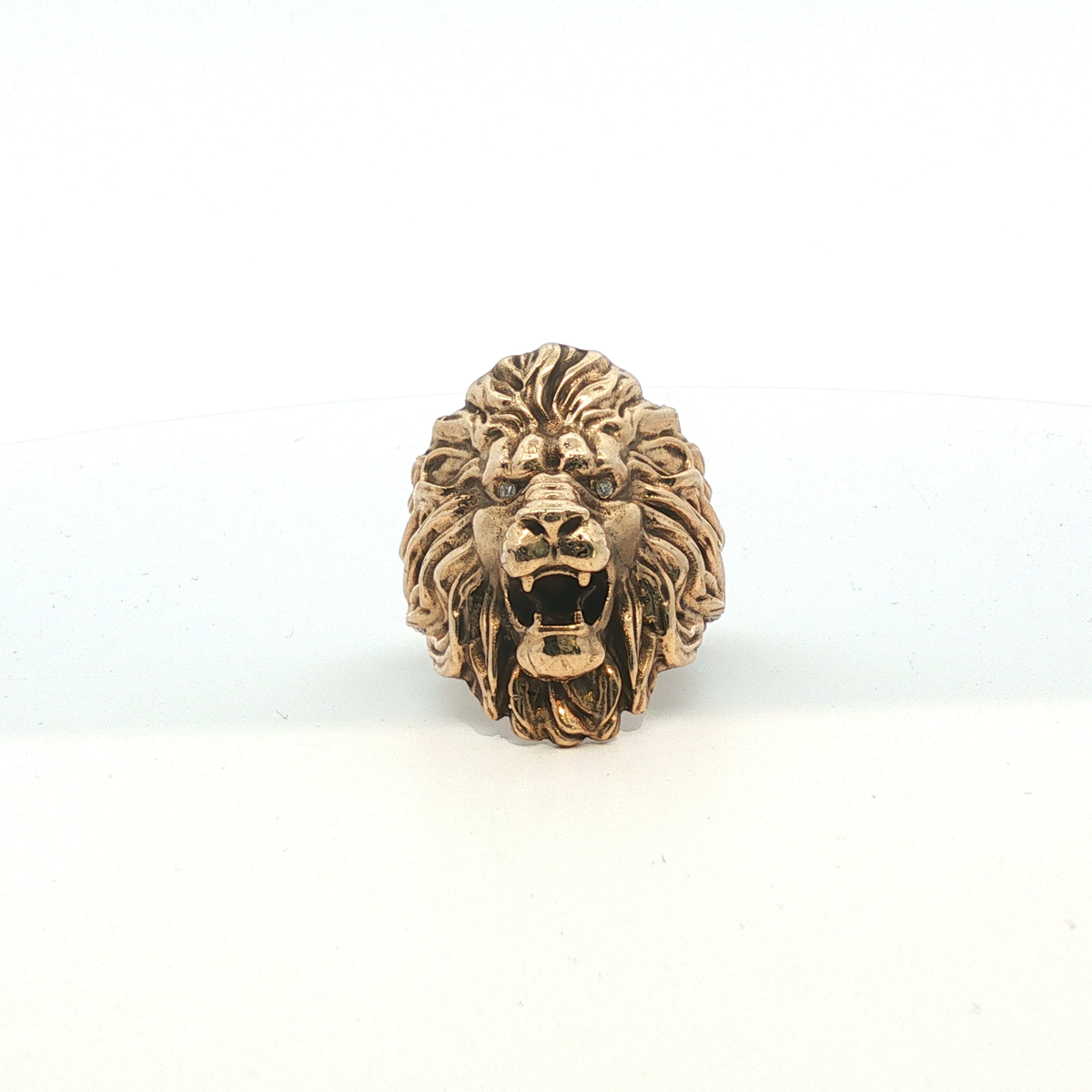Size W -Pre Owned - 9ct - Stone Set Lion Head Ring - ( 14.41g ) - Goldbank Jewellers