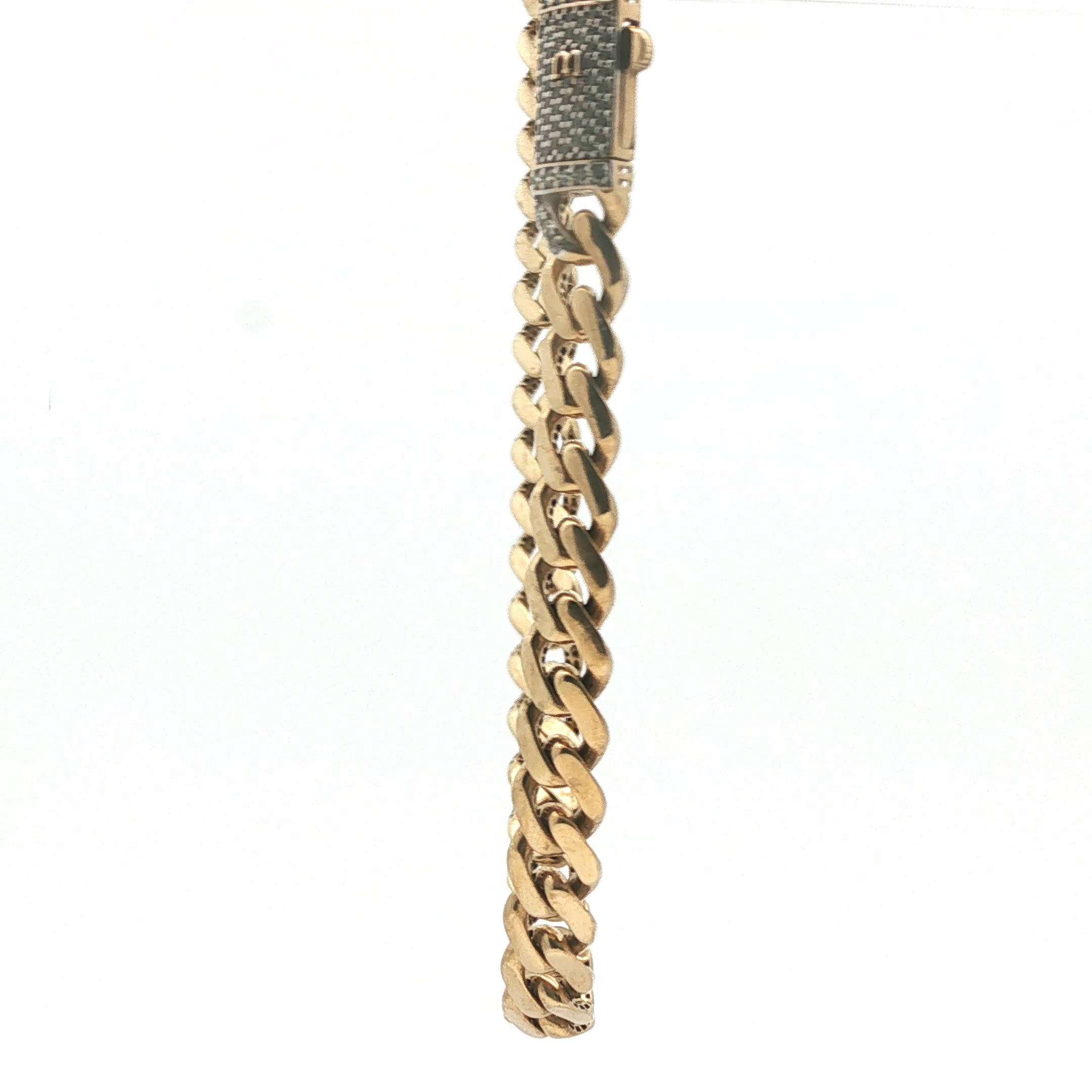 28" - Pre Owned - 9ct - Stone Clasp Set Flat Curb Chain - ( 30.93g ) - Goldbank Jewellers