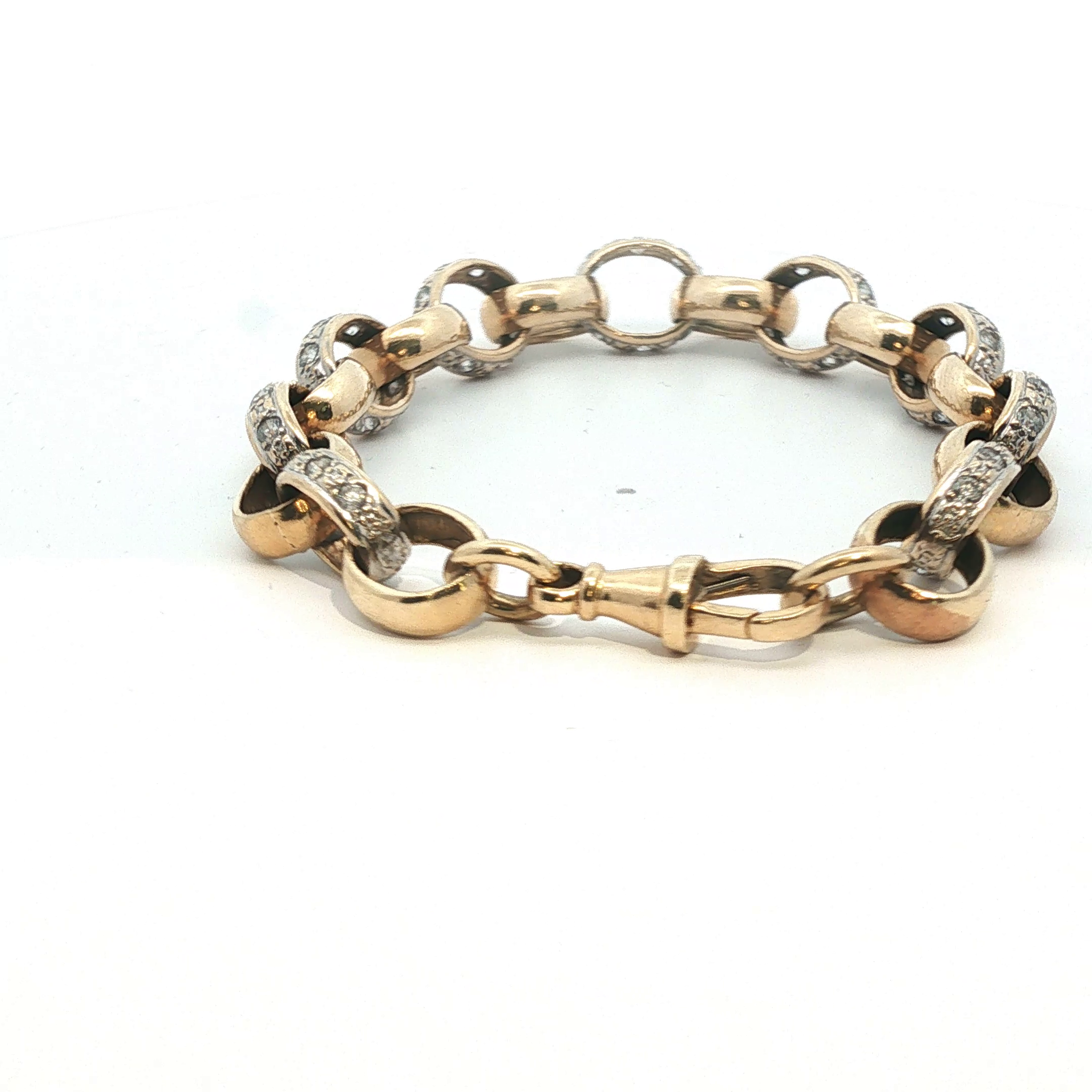 7.5" - Pre Owned - 9ct - Stone Set Belcher Bracelet - ( 22.99g ) - Goldbank Jewellers