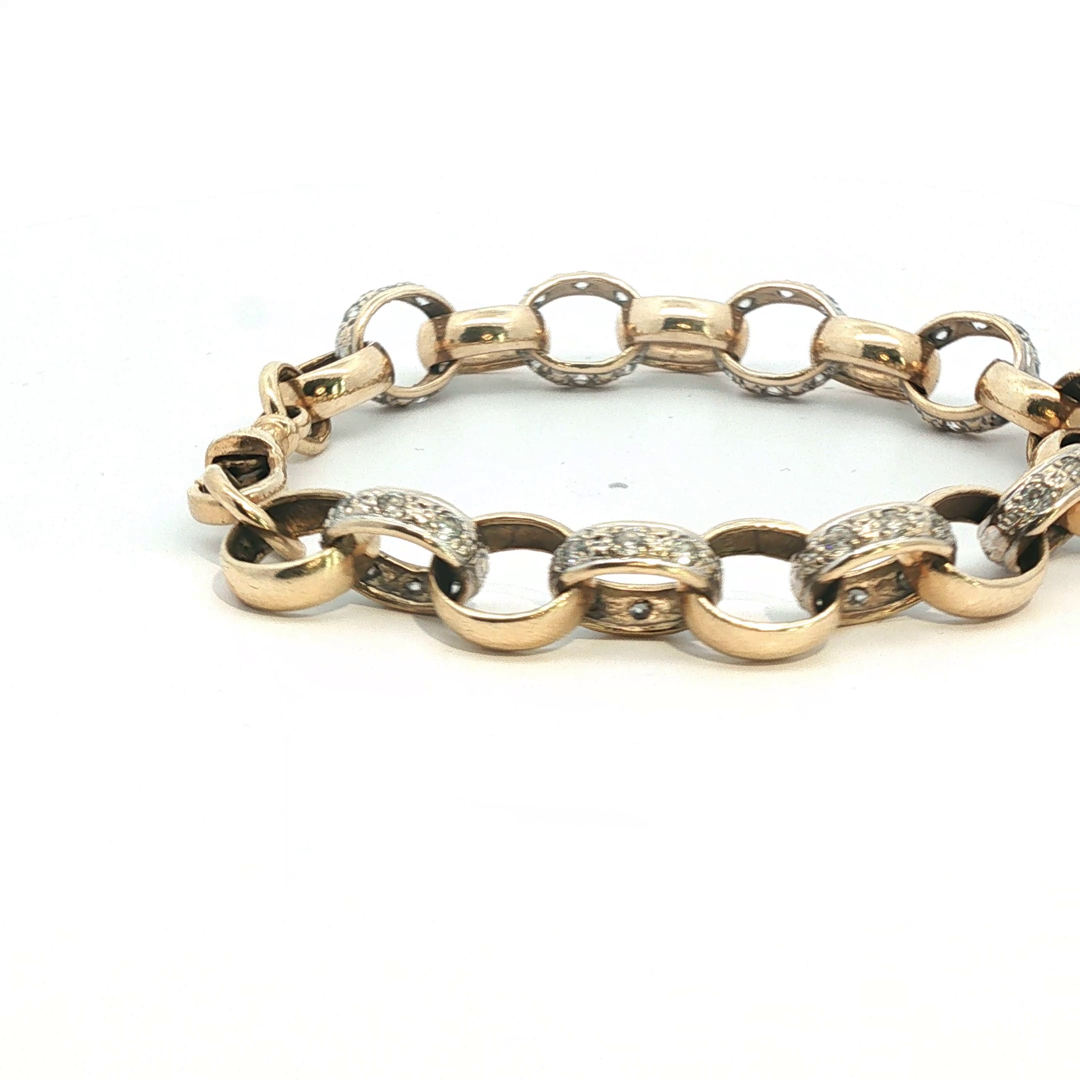 7.5" - Pre Owned - 9ct - Stone Set Belcher Bracelet - ( 22.99g ) - Goldbank Jewellers