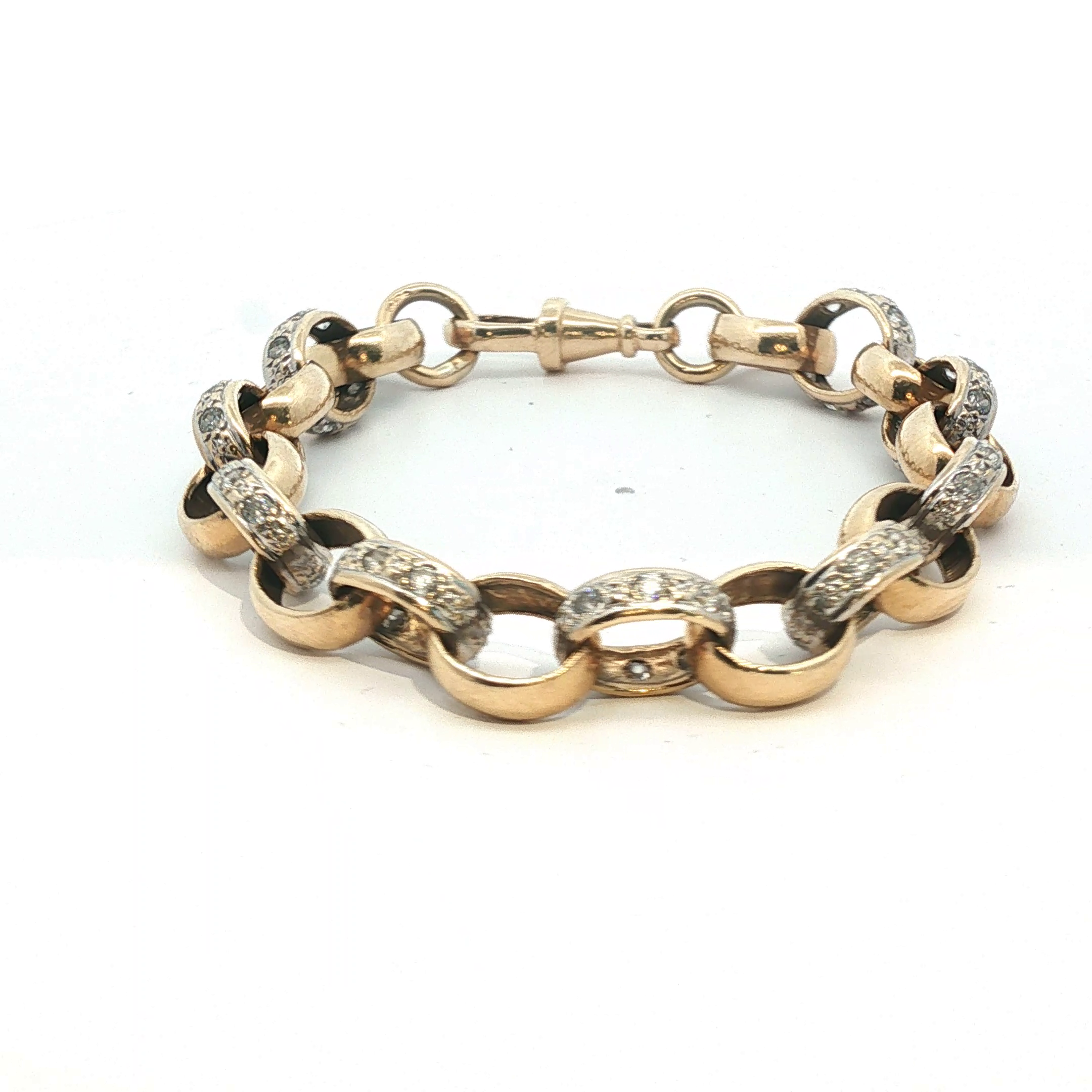 7.5" - Pre Owned - 9ct - Stone Set Belcher Bracelet - ( 22.99g ) - Goldbank Jewellers