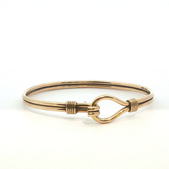 7.5" - Pre Owned - 9ct - Double Wire Hook and Loop Bangle - ( 26.60g ) - Goldbank Jewellers
