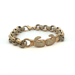 6.5" - Pre Owned - 9ct - Stone Set Boxing Glove Belcher Bracelet - ( 16.46g ) - Goldbank Jewellers