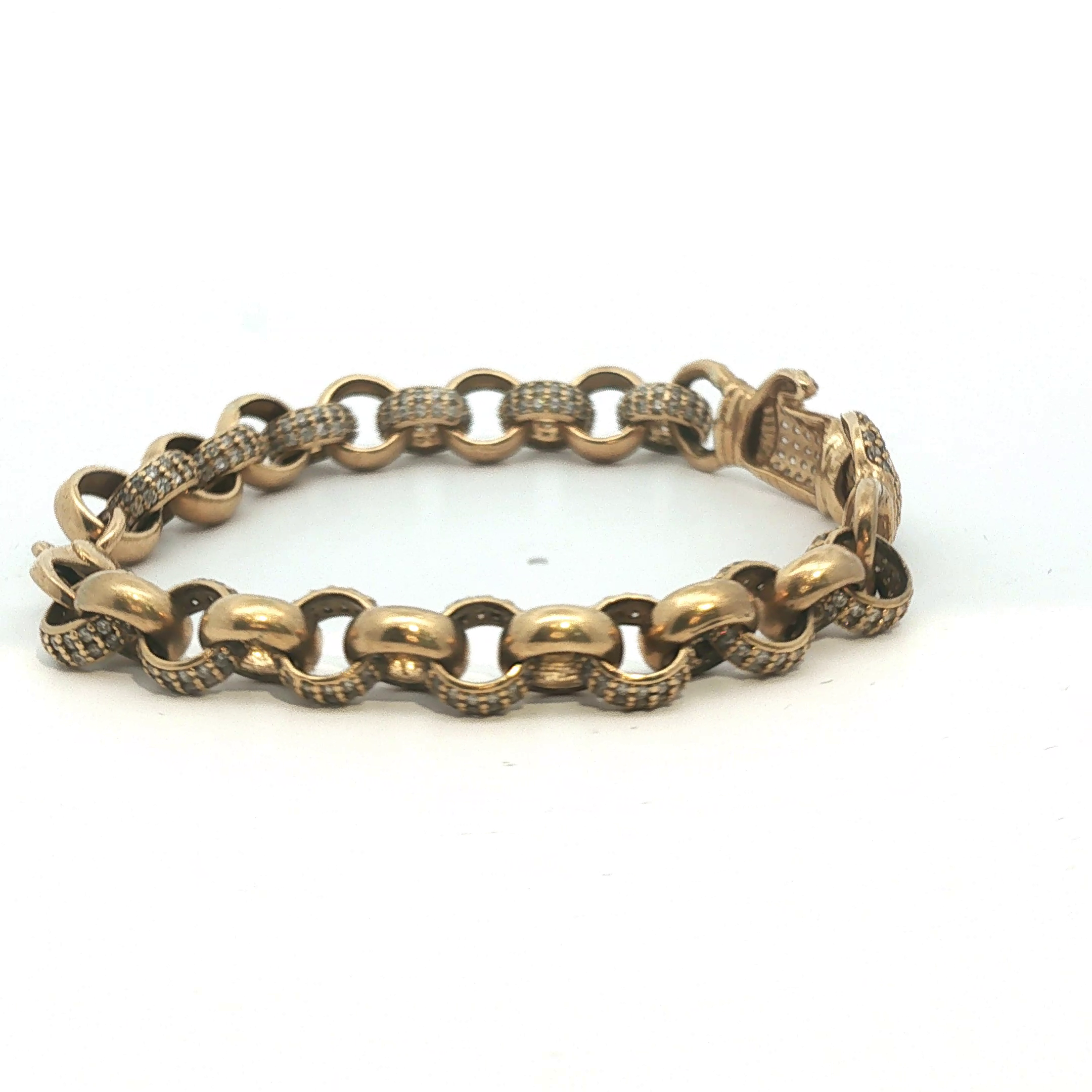 6.5" - Pre Owned - 9ct - Stone Set Boxing Glove Belcher Bracelet - ( 16.46g ) - Goldbank Jewellers