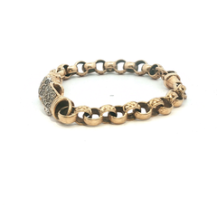 6.5" - Pre Owned - 9ct - Stone Set Boxing Glove Belcher Bracelet - ( 15.27g ) - Goldbank Jewellers