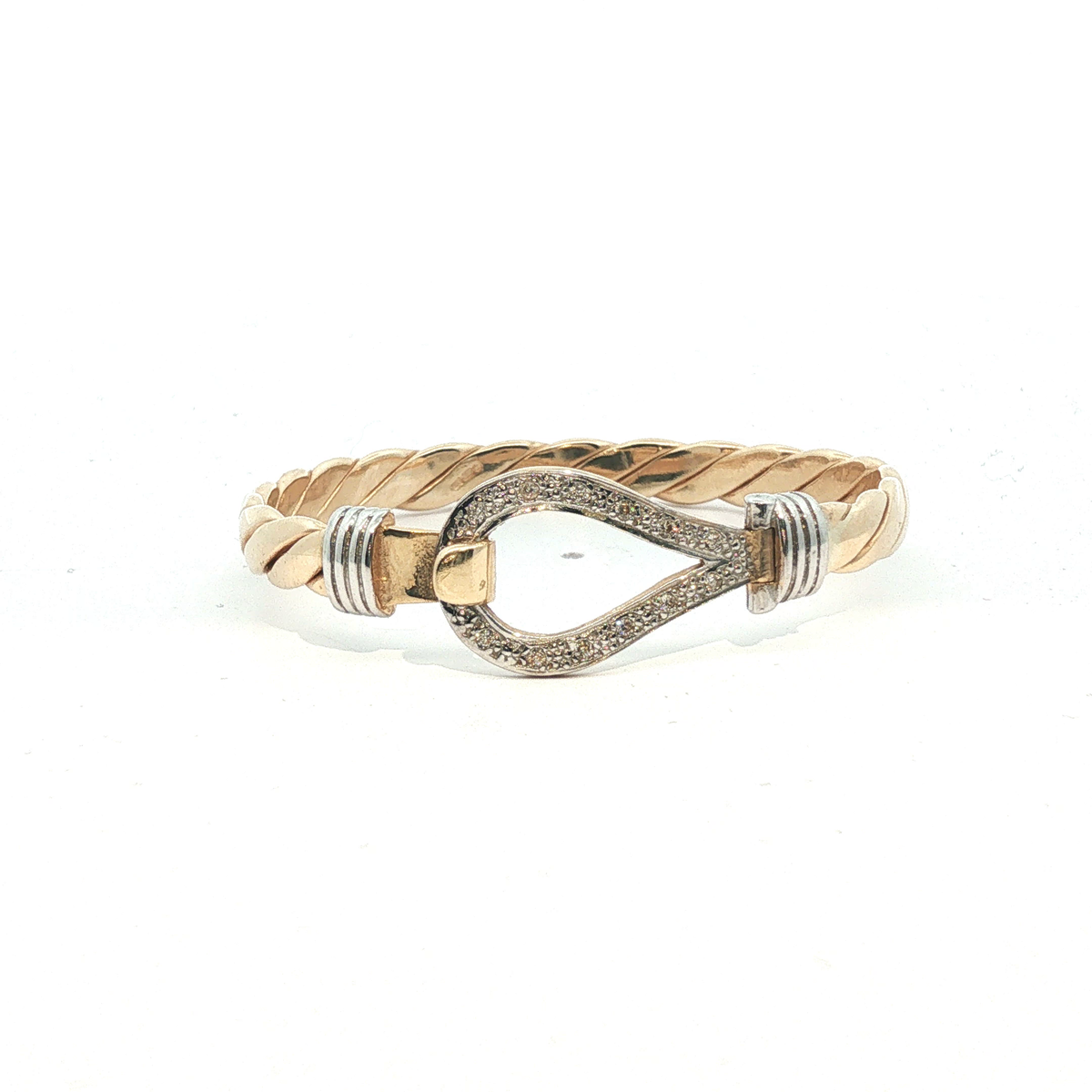 4.5" - Pre Owned - 9ct - Stone Set Hook And Loop - ( 10.98g ) - Goldbank Jewellers