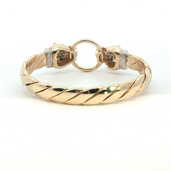 6.5" - Pre Owned - 9ct - Stone Set Leopard Head Bangle - ( 72.84g ) - Goldbank Jewellers