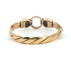 7.5" - Pre Owned - 9ct - Stone Set Leopard Head Bangle - ( 65.15g ) - Goldbank Jewellers