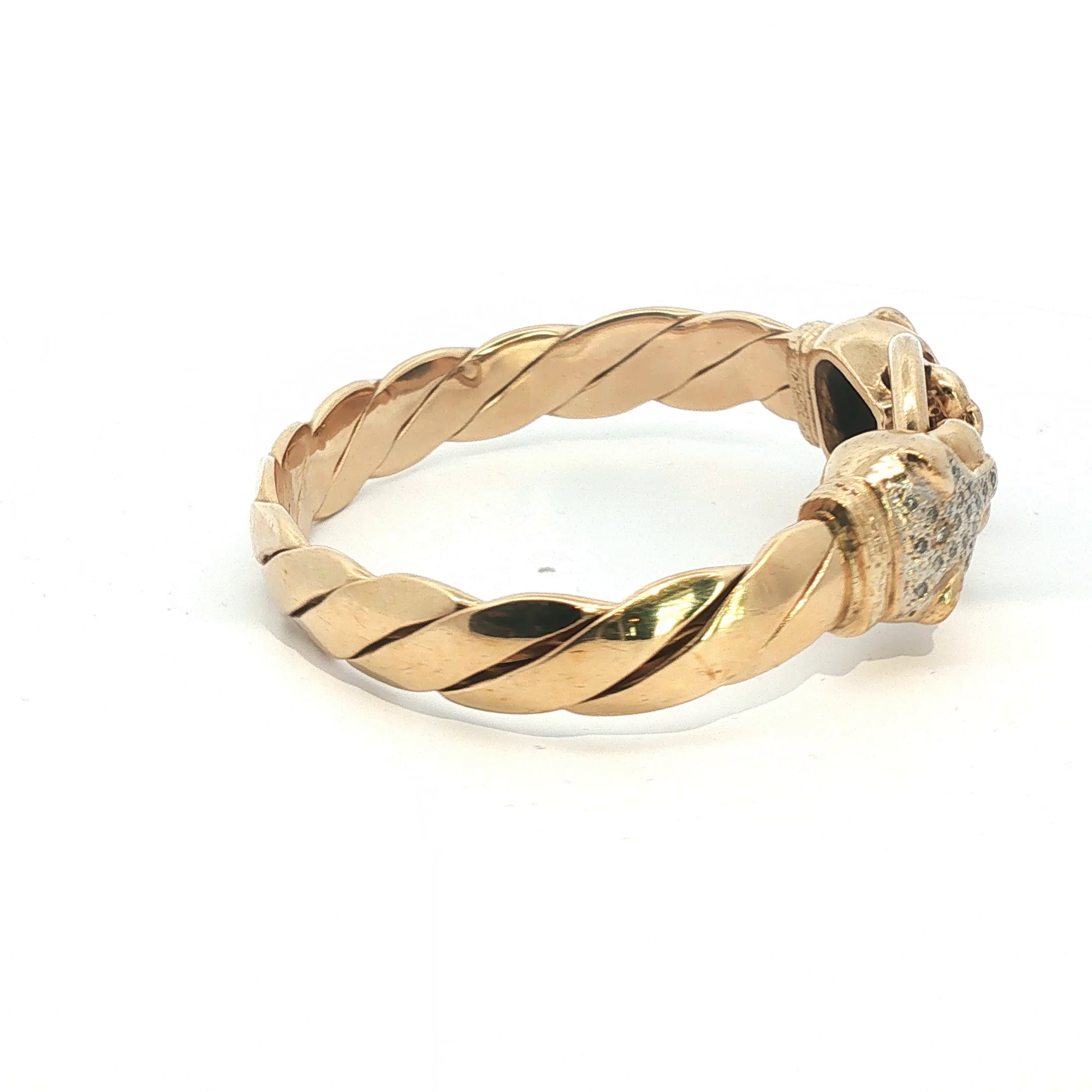 7.5" - Pre Owned - 9ct - Stone Set Leopard Head Bangle - ( 65.15g ) - Goldbank Jewellers