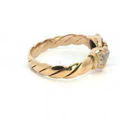 7.5" - Pre Owned - 9ct - Stone Set Leopard Head Bangle - ( 65.15g ) - Goldbank Jewellers