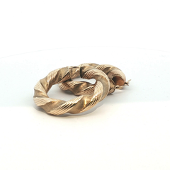 40mm - Pre Owned - 9ct - Textured Twisted Hoop Earrings - ( 10.03g ) - Goldbank Jewellers