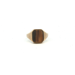 Size S.1/2 - Pre Owned - 9ct - Tiger's Eye Signet Ring - ( 5.56g )