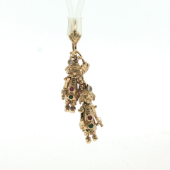 1" - Pre Owned - 9ct - Articulated Stone Set Clown Earrings - ( 4.91g )