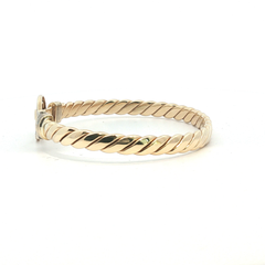 6.5" - Pre Owned - 9ct - Stone Set Hook And Loop Bangle - ( 25.94g ) - Goldbank Jewellers