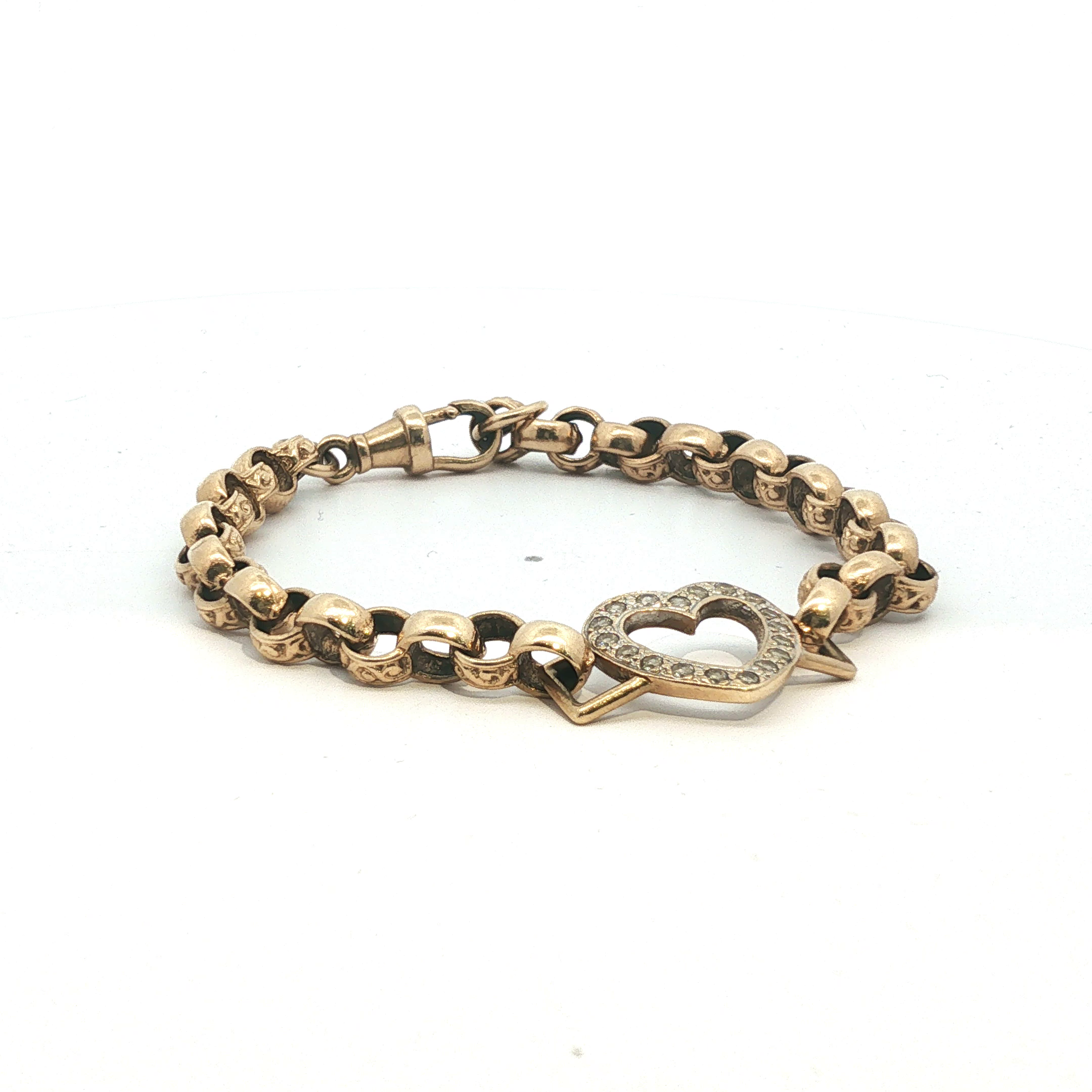 7" - Pre Owned - 9ct - Heart Shape Belcher Bracelet - ( 14.59g ) - Goldbank Jewellers