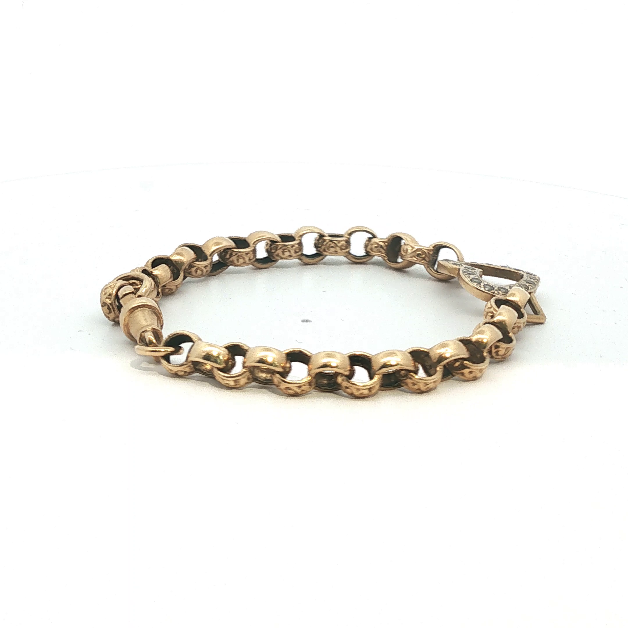 7" - Pre Owned - 9ct - Heart Shape Belcher Bracelet - ( 14.59g ) - Goldbank Jewellers