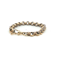 6.5" - Pre Owned - 9ct - Pink Stone Set Belcher Bracelet - ( 15.36g )