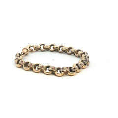 6.5" - Pre Owned - 9ct - Pink Stone Set Belcher Bracelet - ( 15.36g )