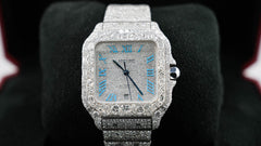 Pre Owned - Cartier Santos Buss Down - WSSA0018 - 2025 - 40mm - Fully Set With Lab Diamonds - Goldbank Jewellers