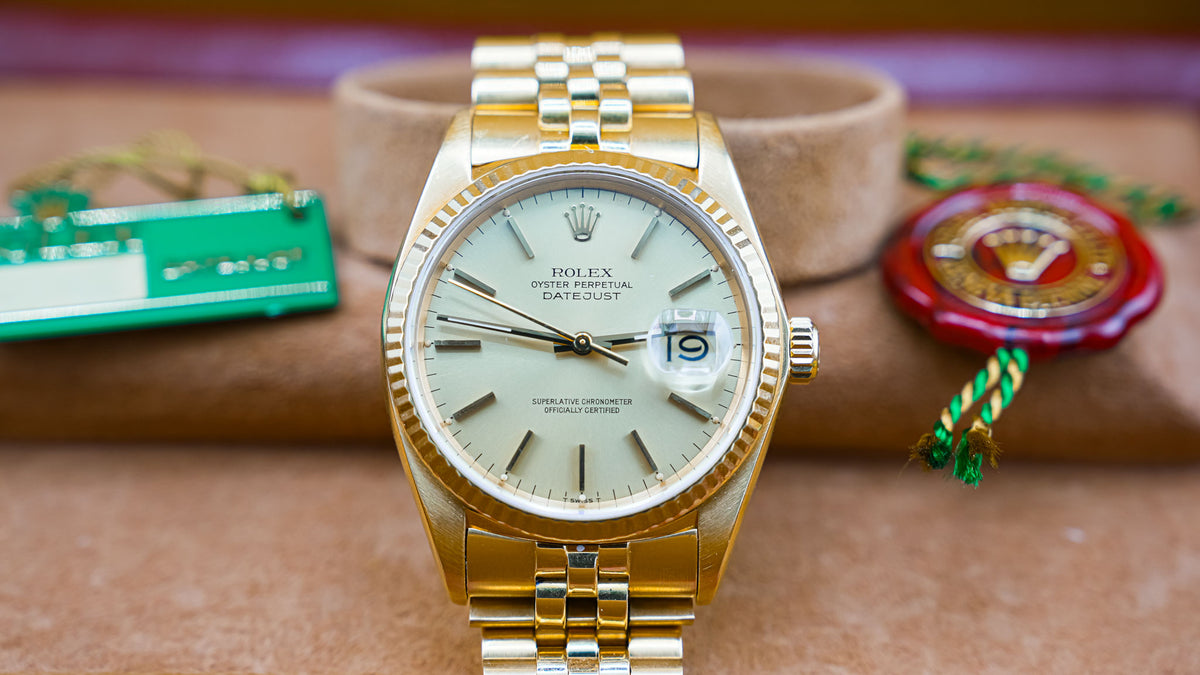 Pre Owned - Rolex Datejust 36mm - 16018 - 18ct Gold -  1979 - Full Box and Papers - Goldbank Jewellers