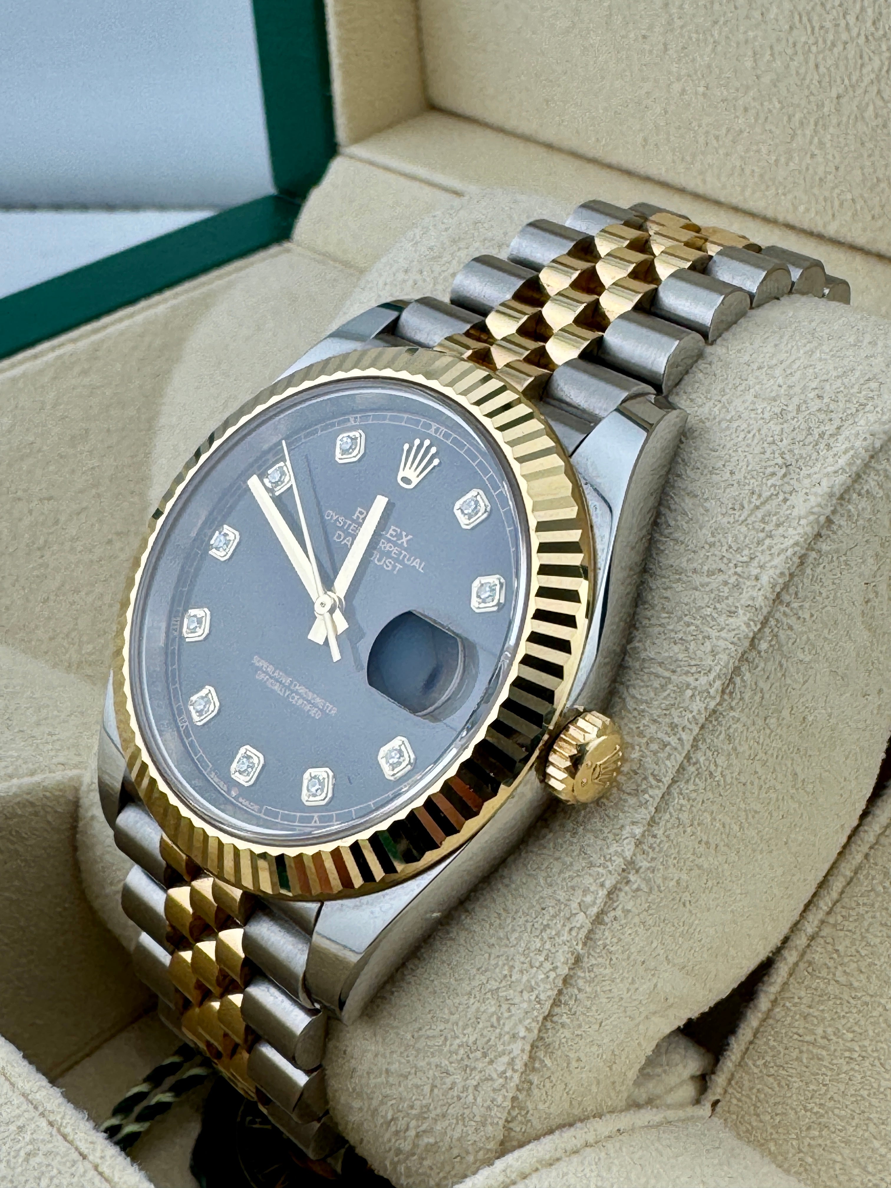 Pre Owned - Rolex Datejust - 126333 - Black Factory Diamond Dial - 2020 - Full Set - Goldbank Jewellers