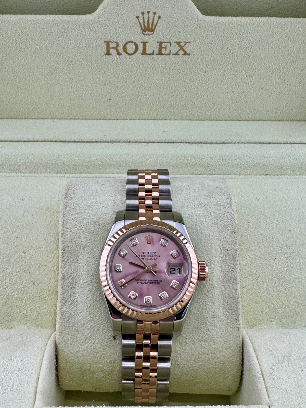 Pre Owned - Rolex DateJust - 26mm - 179171 - Factory Diamond Pink Dial - 2013