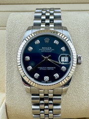 Pre Owned - Rolex Datejust - 31mm - 178274 - Factory Blue Diamond Dial - 2015 - Box And Papers