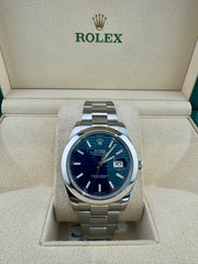 Pre Owned - Rolex Datejust Blue Motif Dial - 41mm - 126300 - 2023 - Full Set