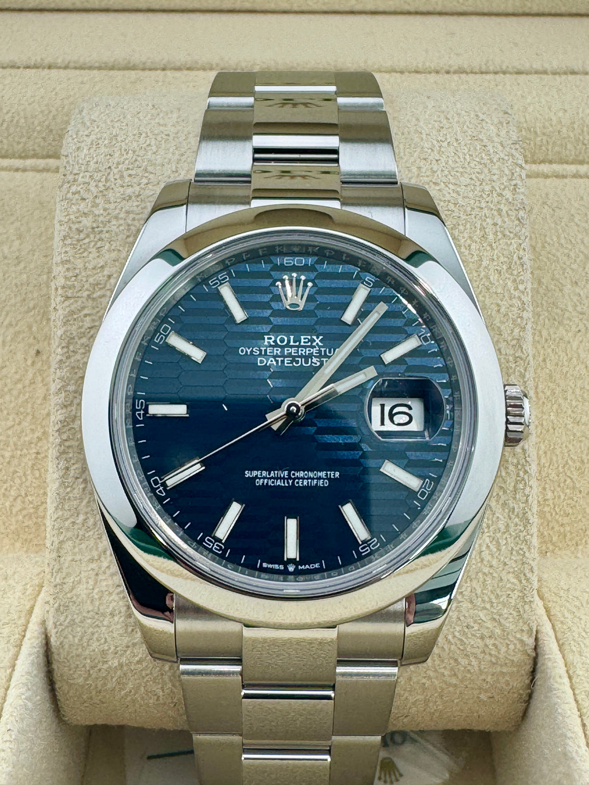 Pre Owned - Rolex Datejust Blue Motif Dial - 41mm - 126300 - 2023 - Full Set