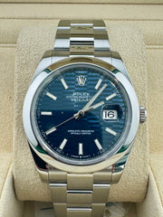 Pre Owned - Rolex Datejust Blue Motif Dial - 41mm - 126300 - 2023 - Full Set