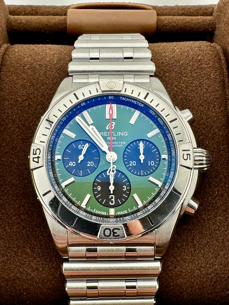 Pre Owned - Breitling Chronomat Green Dial - 2021 - 44mm - AB0134 - Full Set - Goldbank Jewellers