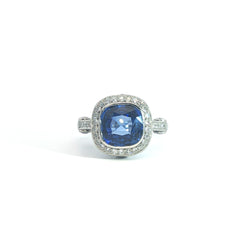 sapphire and diamond abstract cluster ring