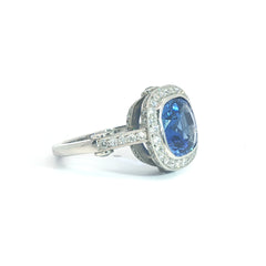sapphire and diamond abstract cluster ring