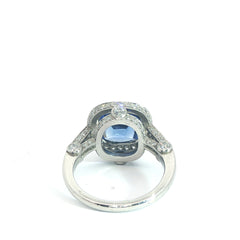 sapphire and diamond abstract cluster ring