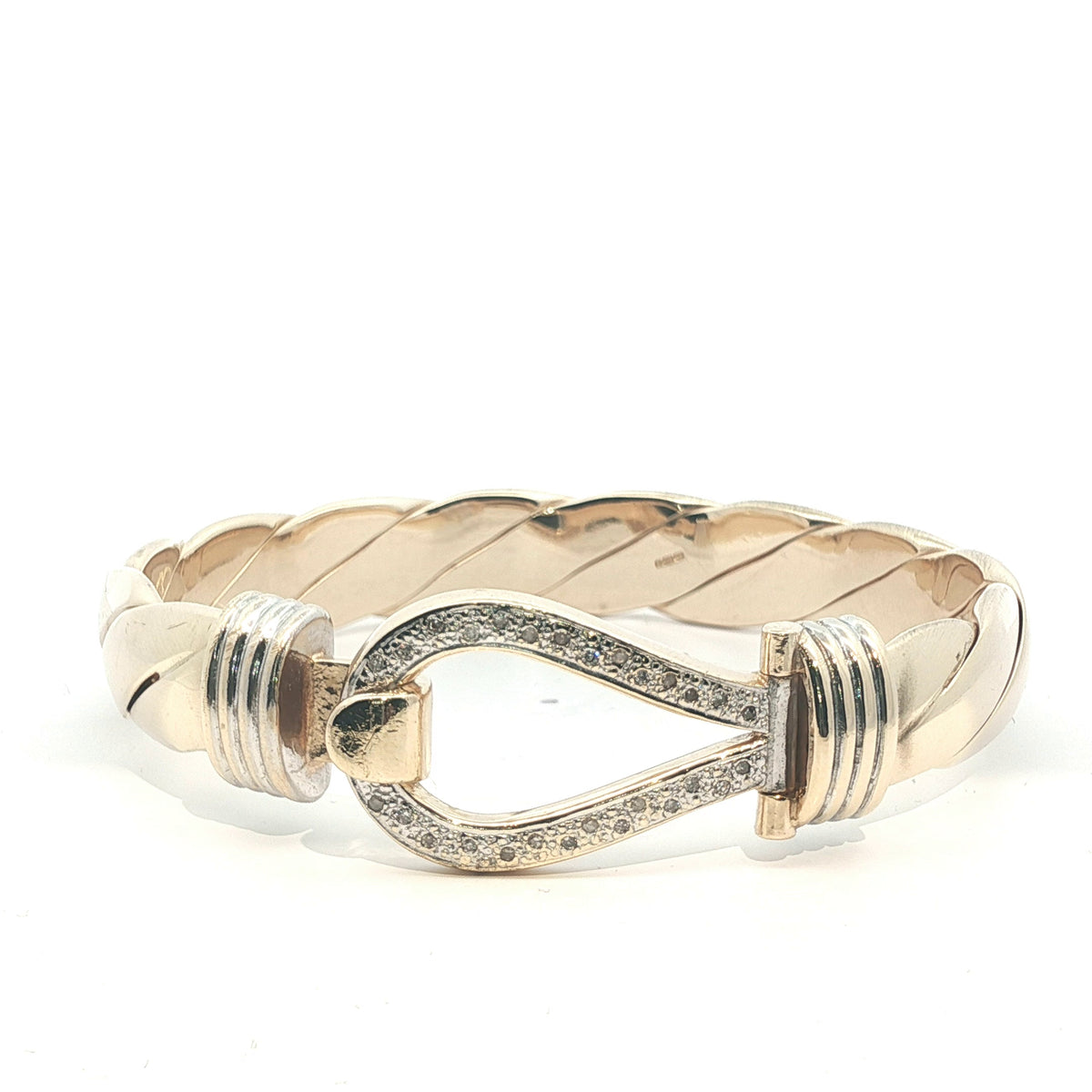 Pre Owned - 9ct - 7.5" - Stone Set Hook Bangle - ( 84.56g )