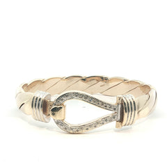 Pre Owned - 9ct - 7.5" - Stone Set Hook Bangle - ( 84.56g )