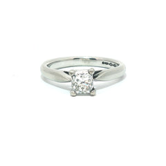 GIA- Platinum Diamond Solitaire 0.72ct VVS1 E Square modified brilliant - Goldbank Jewellers