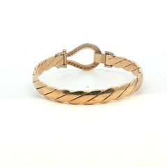 7" - Pre Owned - 9ct - Stone Set Hook And Loop Bangle - ( 31.35g ) - Goldbank Jewellers
